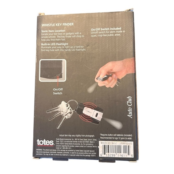 Totes Black and White Whistle Key Finder with LED - Picture 3 of 3